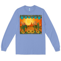 Colony Blue western sunset cactus sunflowers gemstones leopards Long Sleeve Tee - BarkalooDesign