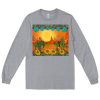 Heather Grey western sunset cactus sunflowers gemstones leopards Long Sleeve Tee - BarkalooDesign