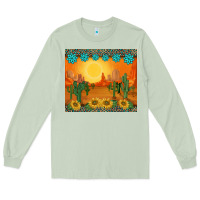 Matcha western sunset cactus sunflowers gemstones leopards Long Sleeve Tee - BarkalooDesign