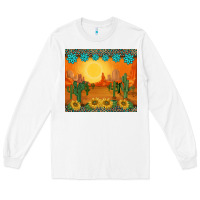 White western sunset cactus sunflowers gemstones leopards Long Sleeve Tee - BarkalooDesign