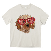 Cream toy poodle with love glasses Heavy Core Tee - RanaPortraitStore