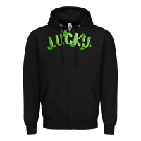Black lucky st patricks day Zipper Hoodie - MaliasSmallBusiness