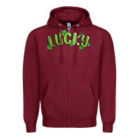 Burgundy lucky st patricks day Zipper Hoodie - MaliasSmallBusiness