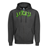 Charcoal Heather lucky st patricks day Zipper Hoodie - MaliasSmallBusiness