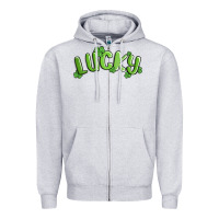 Heather Grey lucky st patricks day Zipper Hoodie - MaliasSmallBusiness