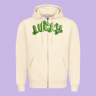 Lucky St Patricks Day Zipper Hoodie Designed By Maliassmallbusiness