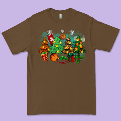 Christmas Trees With Basketball Premium Tee Designed By Zillion Design Studio