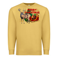 Antique Gold Merry Christmas Deer Premium Sweatshirt - LillyAllenDesigns