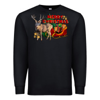 Black Merry Christmas Deer Premium Sweatshirt - LillyAllenDesigns