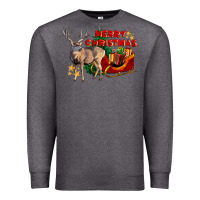 Charcoal Heather Merry Christmas Deer Premium Sweatshirt - LillyAllenDesigns