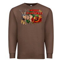 Chestnut Merry Christmas Deer Premium Sweatshirt - LillyAllenDesigns