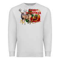 Dove Grey Merry Christmas Deer Premium Sweatshirt - LillyAllenDesigns