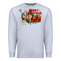 Heather Grey Merry Christmas Deer Premium Sweatshirt - LillyAllenDesigns