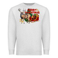 Oatmeal Heather Merry Christmas Deer Premium Sweatshirt - LillyAllenDesigns