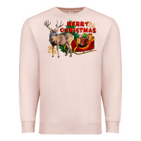 Pale Pink Merry Christmas Deer Premium Sweatshirt - LillyAllenDesigns