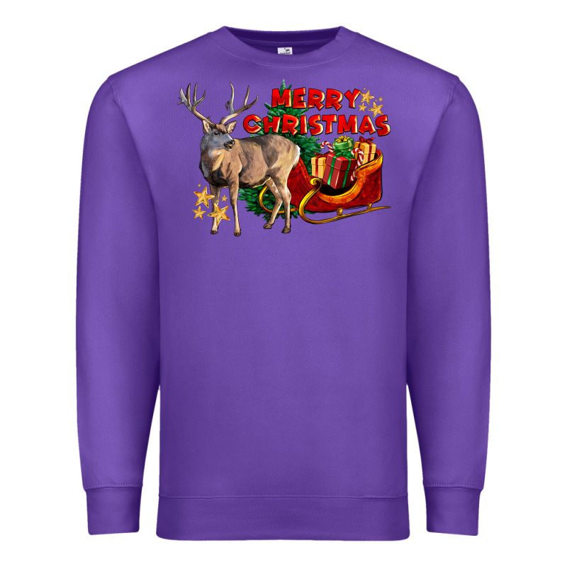 Merry Christmas Deer Premium Sweatshirt by LillyAllenDesigns | Teevron