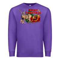 Purple Merry Christmas Deer Premium Sweatshirt - LillyAllenDesigns