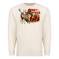 Sandshell Merry Christmas Deer Premium Sweatshirt - LillyAllenDesigns