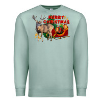 Seafoam Merry Christmas Deer Premium Sweatshirt - LillyAllenDesigns