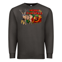 Smoke Merry Christmas Deer Premium Sweatshirt - LillyAllenDesigns