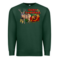 Sports Green Merry Christmas Deer Premium Sweatshirt - LillyAllenDesigns