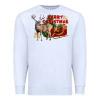 White Merry Christmas Deer Premium Sweatshirt - LillyAllenDesigns