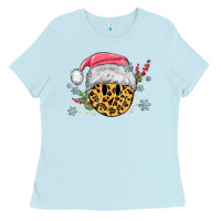 Baby Blue leopard smiley face Ladies Tee - MaliasSmallBusiness