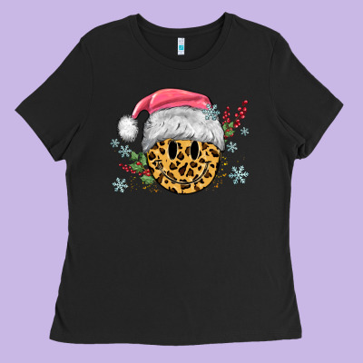 Ladies Tee leopard smiley face