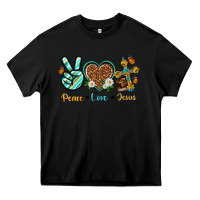 Black peace love jesus Heavy Core Tee - texasbilliewilder