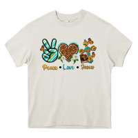 Cream peace love jesus Heavy Core Tee - texasbilliewilder