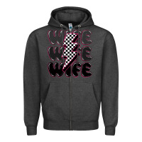 Charcoal Heather wife wife wife Zipper Hoodie - MaliasSmallBusiness