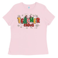 Bubblegum Pink teacher claus Ladies Tee - MaliasSmallBusiness