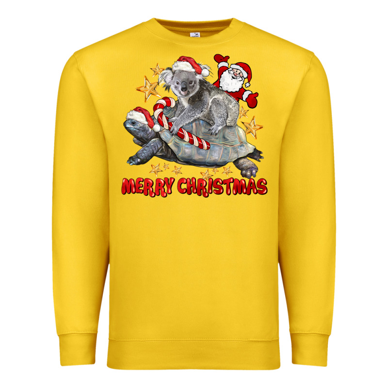 Merry Christmas Tortoise And Koala Premium Sweatshirt by LillyAllenDesigns | Teevron