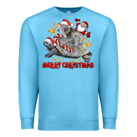 Ocean Blue Merry Christmas Tortoise And Koala Premium Sweatshirt - LillyAllenDesigns