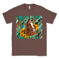 Chestnut western horse with gemstone and sunflower Classic Tee - Artiststas