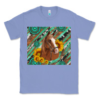 Colony Blue western horse with gemstone and sunflower Classic Tee - Artiststas