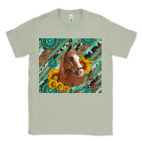 Matcha western horse with gemstone and sunflower Classic Tee - Artiststas