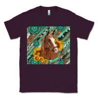 Plum western horse with gemstone and sunflower Classic Tee - Artiststas