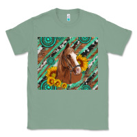 Sage western horse with gemstone and sunflower Classic Tee - Artiststas