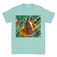 Seafoam western horse with gemstone and sunflower Classic Tee - Artiststas