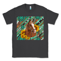 Smoke western horse with gemstone and sunflower Classic Tee - Artiststas