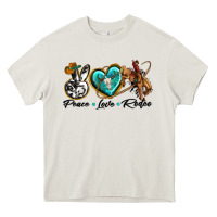 Cream peace love rodeo Heavy Core Tee - texasbilliewilder