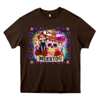 Chocolate Brown dia de los muertos Heavy Core Tee - Zillion Design Studio