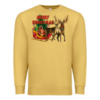 Antique Gold merry christmas two deers Premium Sweatshirt - LillyAllenDesigns