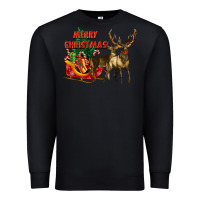Black merry christmas two deers Premium Sweatshirt - LillyAllenDesigns