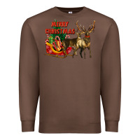 Chestnut merry christmas two deers Premium Sweatshirt - LillyAllenDesigns