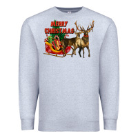 Heather Grey merry christmas two deers Premium Sweatshirt - LillyAllenDesigns
