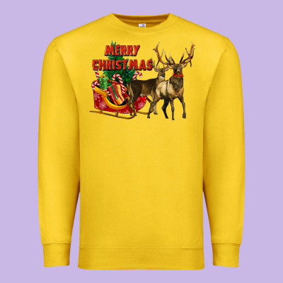 Merry Christmas Two Deers Premium Sweatshirt Designed By Lillyallendesigns