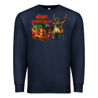 Navy merry christmas two deers Premium Sweatshirt - LillyAllenDesigns