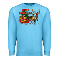 Ocean Blue merry christmas two deers Premium Sweatshirt - LillyAllenDesigns